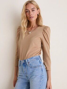 Pomander Place Tan Vesty Long Sleeve Crewneck